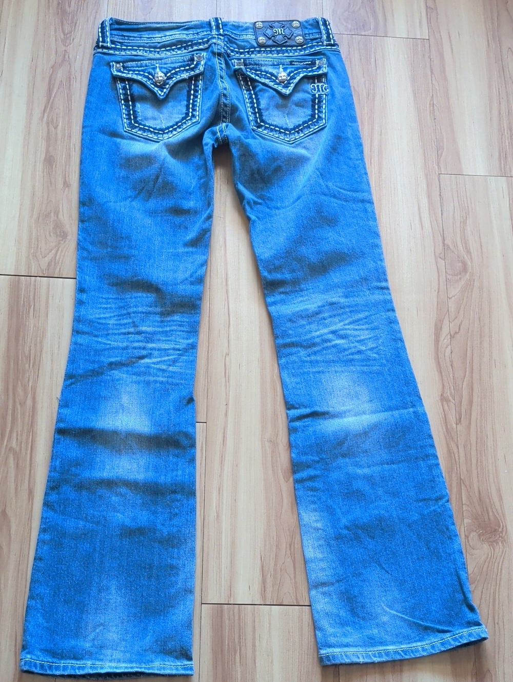 Miss Me Blue Flared Jeans with Embroidered Back Pockets